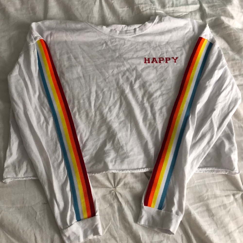 cropped white shirt with decals